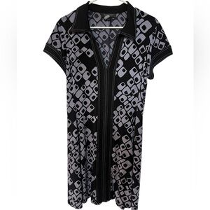 Connected Apparel 70s-Style Geometric Dress – Size 14P – Pre-Loved